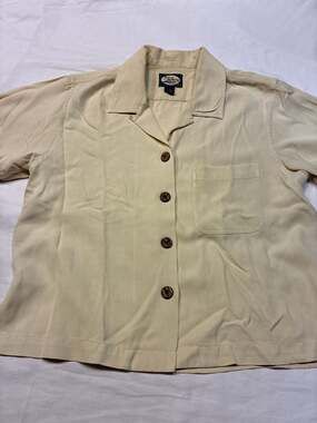 Tommy Bahama 100% Silk Herringbone Camp Shirt XS Cream